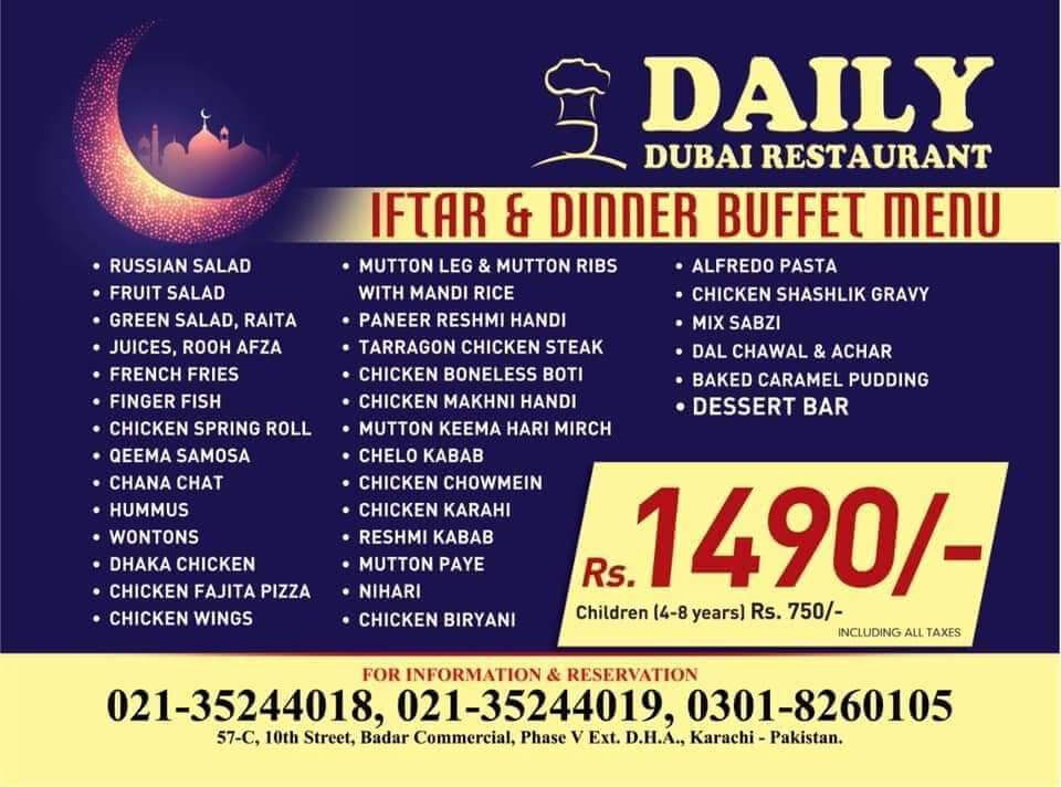 daily dubai restaurant - ramzan deals and discounts in karacchi
