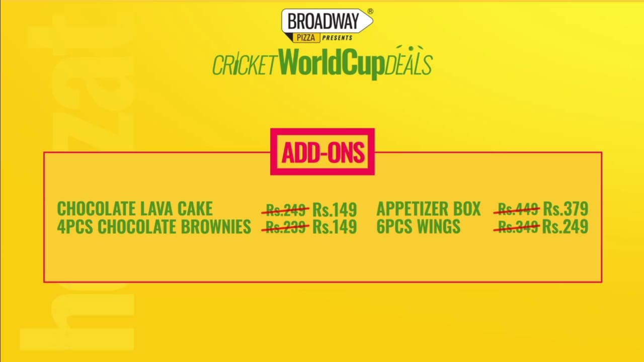 Broadway Pizza presents Cricket WorldCup Deals 2019