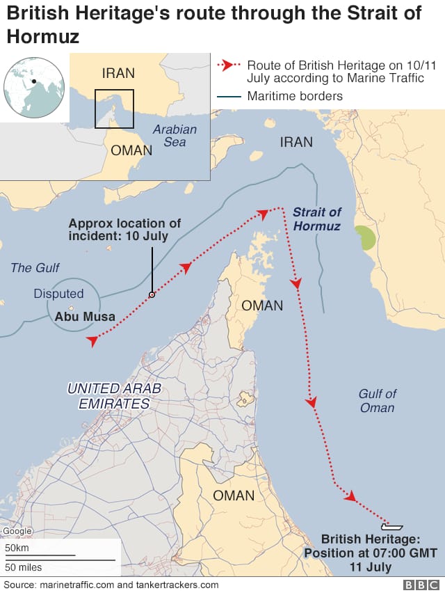 Iranian boats intercept British Oil Tanker, escalating rage in Strait of Hormuz.